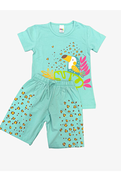 zahider Κοριτσίστικο βαμβακερό σετ πιτζάμες με στάμπα και καλοκαιρινό σορτς (...