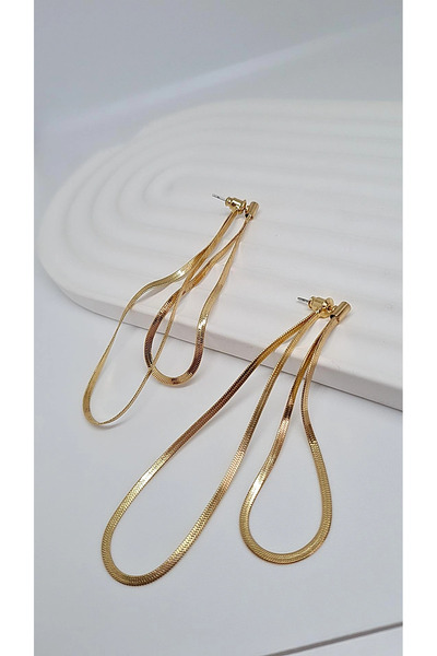 FASHİON JEWELRY Çelik Rose Çoklu Zincir Sallantılı Küpe