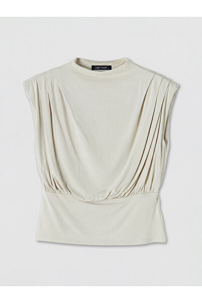 LC Waikiki Από την GÜLİS GİYİM: Μπλούζα μπεζ με όρθιο γιακά και σούρες