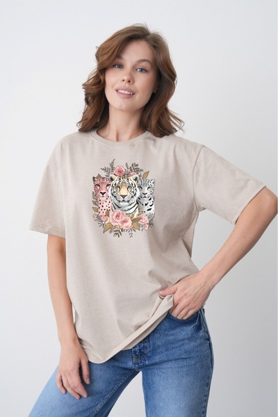 TREND EMMODA Tricou de damă în stil de vară, cu imprimeu cu trandafiri, cu 3 ...