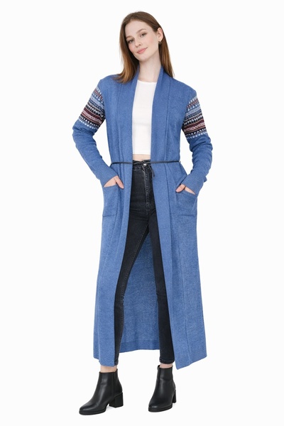 onno style woman Standard Size Rug Patterned Long Tricot Jacket