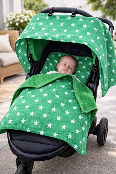 EVX Muslin Stroller Set 3-Piece Baby Stroller Cover 90X100 Fleece Blanket Ins...