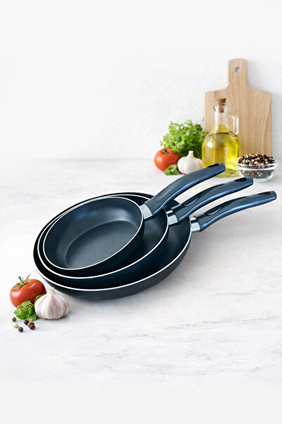 MyHomeMnk 3 PCS TEFLON TAVA SETİ - ŞIK , İNCE , HAFİF - 16 - 20 - 24 Cm