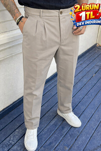 DAMGA JEANS Ανδρικό υφασμάτινο παντελόνι με ψηλή μέση και κανονική εφαρμογή α...