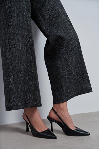 NİŞANTAŞI SHOES Γυναικεία παπούτσια με τακούνι Elara Black Matte Slingback V ...