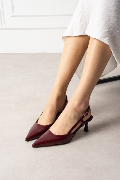 Mio Styllo Katalyna Patent Leather and Buckle Detailed Pointed Toe Women's Heeled Shoes