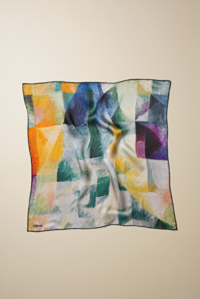 silqoora %100 İpek Bandana Fular Art Collection (55x55 CM)-Robert Delaunay(Pe...