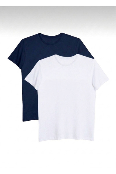 Bürke Σετ 2 ανδρικών/Unisex μπλουζών σε λευκό-μπλε χρώμα, 100% βαμβάκι, με λα...