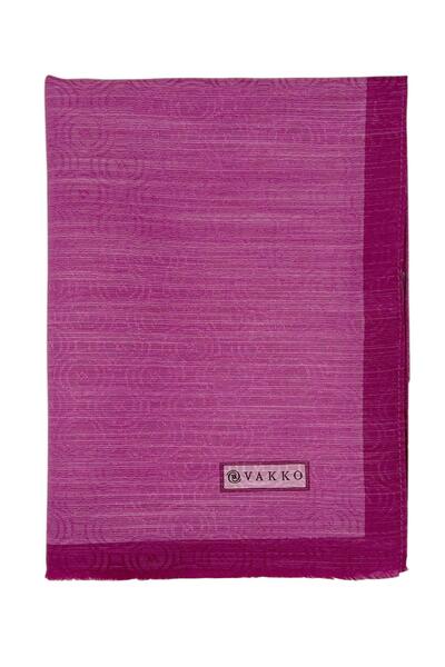 Vakko Cotton Silk Shawl - Spiral Monogram - Fuchsia