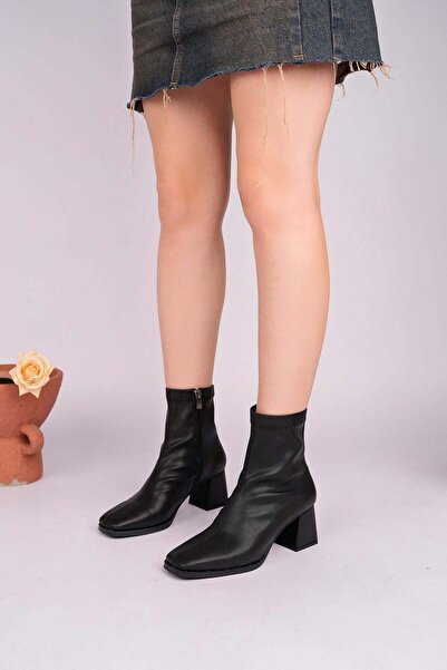 Nesil Shoes Γυναικείες μπότες Senyo 625 Μαύρες ελαστικές με φερμουάρ