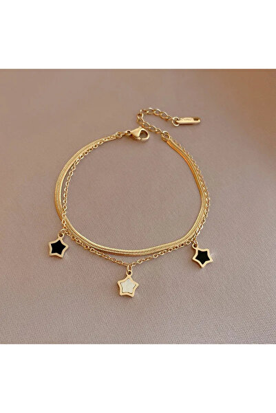 GlaMLo Accessories Χρυσό βραχιόλι από ανοξείδωτο ατσάλι με αστέρια