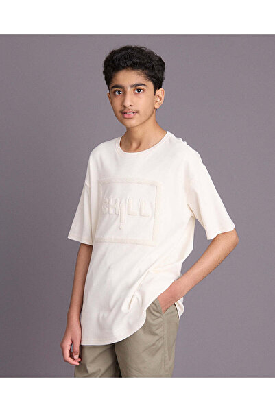 REDTAG Senior Boys White Embellished T-Shirt