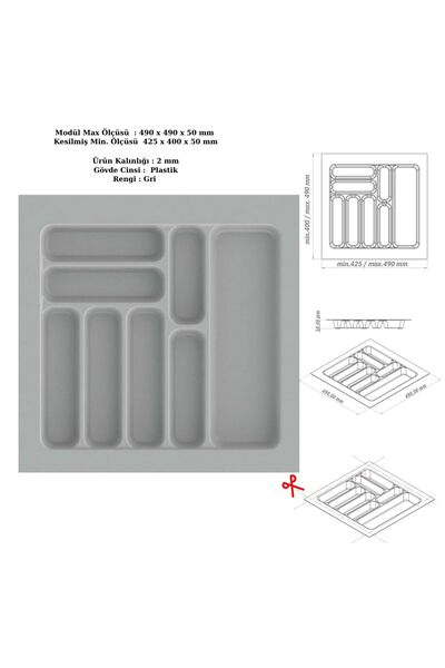 Yc Dekor Θήκη για κουτάλια στο συρτάρι, Οργανωτής, Είδος οργάνωσης 49 εκ. X 4...