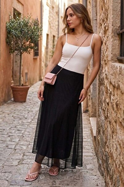 Madmext Μαύρη γυναικεία φούστα από τούλι με στρώσεις MG2708