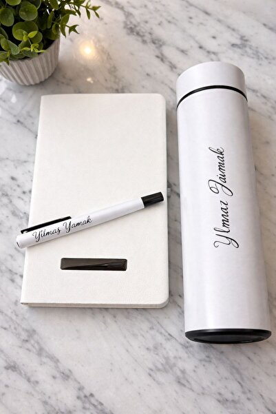 nesnelgift Kişiye Özel Dereceli Termos Termo Defter Roller Kalem Set Y35