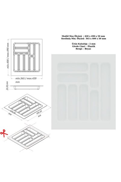 Yc Dekor Θήκη για κουτάλια στο συρτάρι, Οργανωτής, Είδη οργάνωσης 42 εκ. X 49...