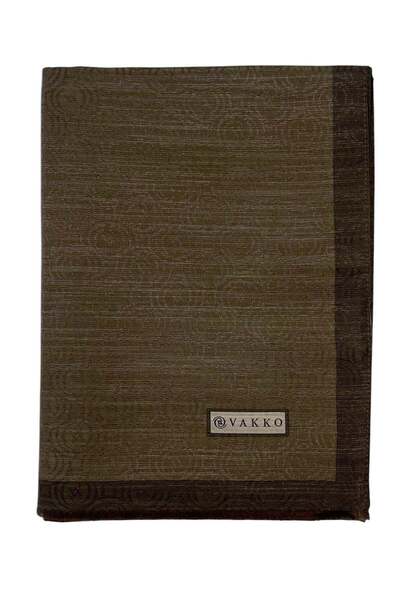 Vakko Cotton Silk Shawl - Spiral Monogram - Dark Brown