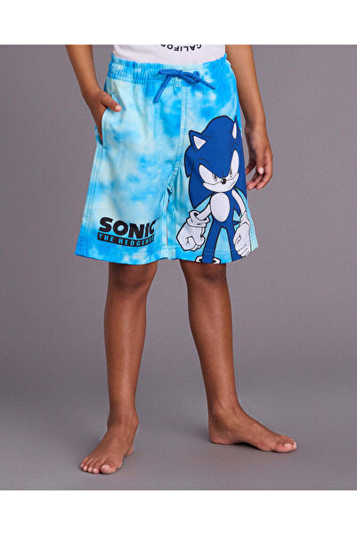 REDTAG Boys Blue Sonic Printed Swim Shorts