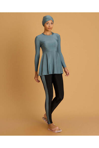 REDTAG Women Teal Burkini Swim Set 3 Piece