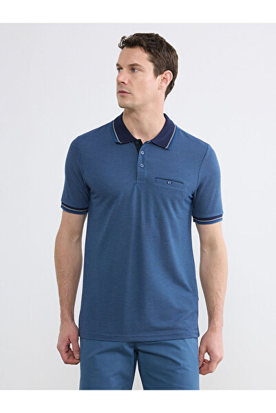 LC Waikiki Nevavm with a Difference Polo Collar Short Sleeve Pleated Men's T-...