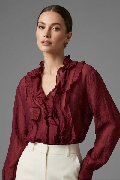 Suziş ΦΙΡΦΙΡΛΙ ΜΠΛΟΥΖΑ ΜΕ ΛΑΙΜΟΚΟΨΗ ΣΕ ΣΧΗΜΑ V Διαφανές 5023