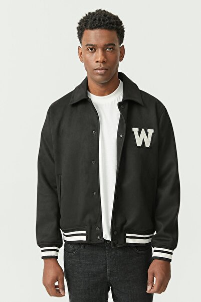 PAULMARK Ανδρικό παλτό από τεχνητό σουέντ με μπαλώματα