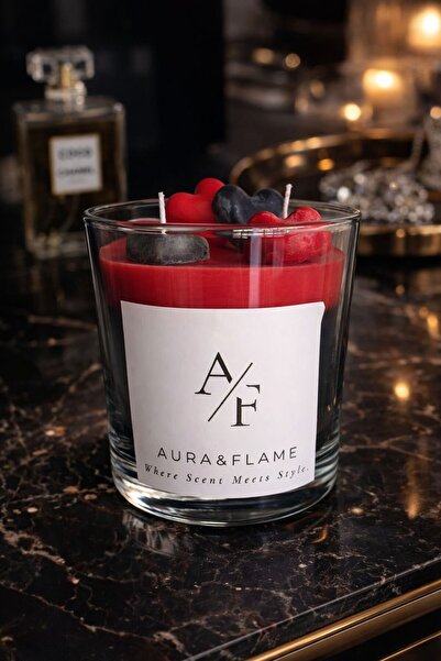 auraflame Aura&Flame Love Berry Dişil Enerji Cam Dilek Mumu 345 ml Mum & Kandil