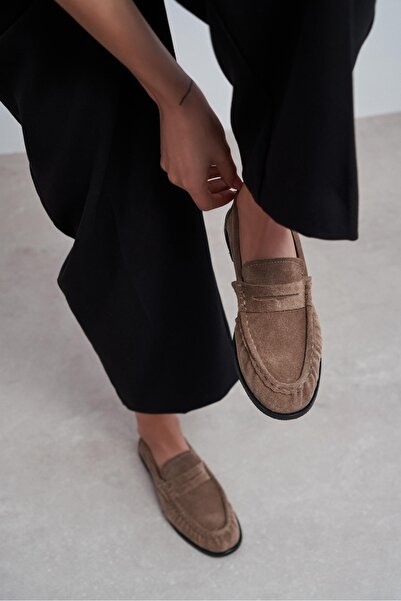 NİŞANTAŞI SHOES Γυναικεία παπούτσια Elisha Dark Beige από γνήσιο σουέντ με επ...