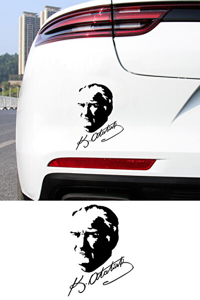 New Jargon Atatürk İmza ve Silüet Araba Sticker - Mustafa Kemal Atatürk Oto S...
