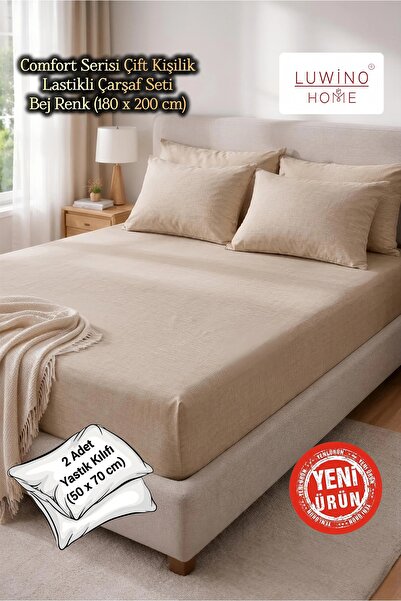 LUWİNO HOME Σετ Βαμβακερά Ελαστικά Σεντόνια Διπλά Σειρά Comfort (180 x 200 εκ...
