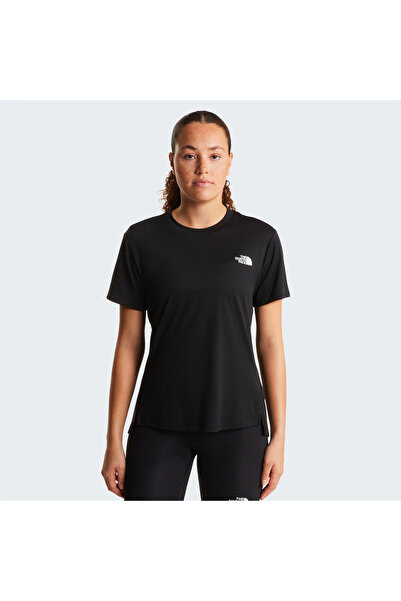 THE NORTH FACE تي شيرت نسائي أسود بأكمام قصيرة وطباعة جرافيك من فليكس