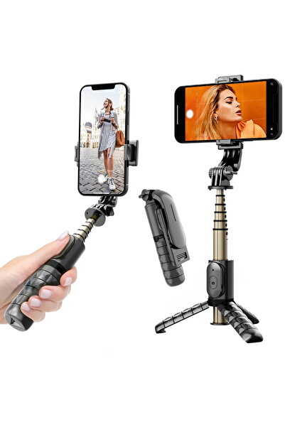 Techsuit Σέλφι Στικ με Τρίποδο και Τηλεχειριστήριο, 68 εκ., Μίνι - (Q10) - Μαύρο