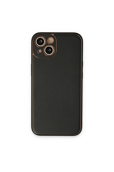 Generic Brand Apple iPhone 14 Plus Case Coco Leather Silicone Cover - Black
