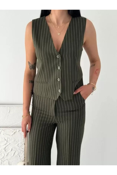 Kanonik Education Ριγέ υφασμάτινο γιλέκο και παντελόνι Tansel, Σετ δύο τεμαχί...