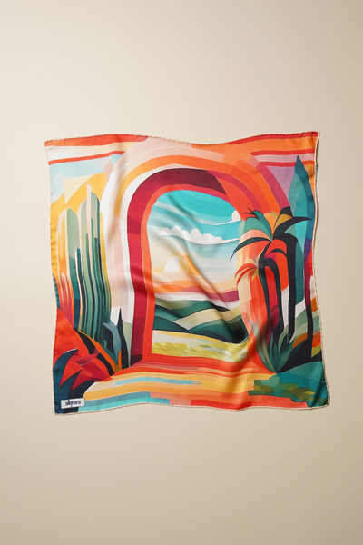 silqoora %100 İpek Bandana Fular Art Collention (55x55 CM)-Arcadia