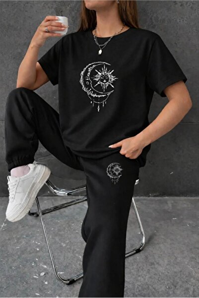 Gutsy T-SHIRT EŞOFMAN GÜNEŞ VE AY BASKILI KADIN / KIZ