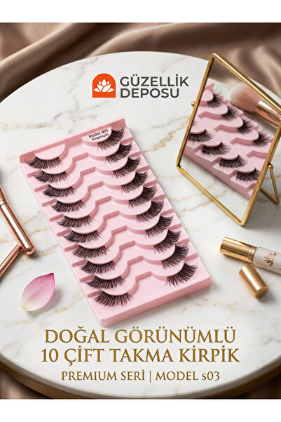 Güzellik Deposu Premium S03 - 10 Çift Doğal Görünümlü Takma Kirpik Seti
