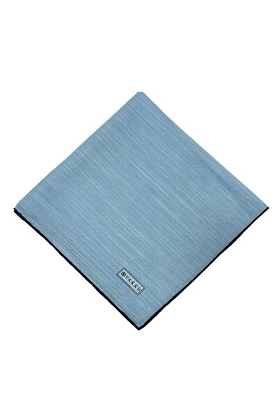 Vakko Cotton Silk Scarf - New Hologram - Light Blue Navy Blue