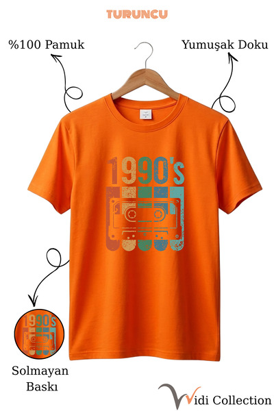 WİDİ Βίντατζ Ρετρό Μπλουζάκι με στάμπα της δεκαετίας του '90, 100% βαμβακερό,...