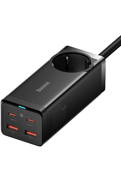 Baseus Φορτιστής τοίχου / πολύπριζο GaN3 Pro 2xUSB + 2xUSB-C + AC, 100W (μαύρο)