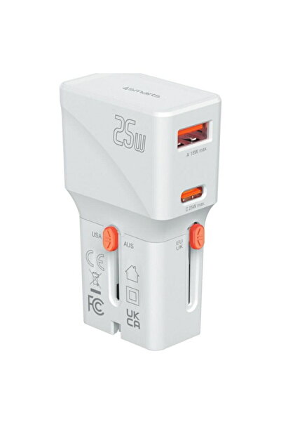 4smarts Adaptor retea World Travel Adapter Nomad Pocket, 1x USB-C, 1xUSB-A, 2...
