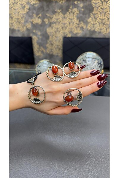 Gümüşhanesi Akik taşlı otantik gümüş set