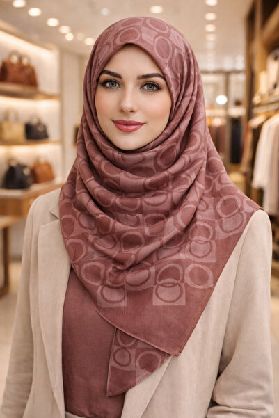 zehra butik KADIN JAKARLI HALKA DESENLİ ŞAL-MODERN ŞAL