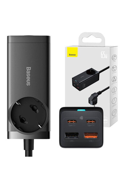 Baseus Incarcator GaN3 Pro / priza 2xUSB + 2xUSB-C + AC, 65W