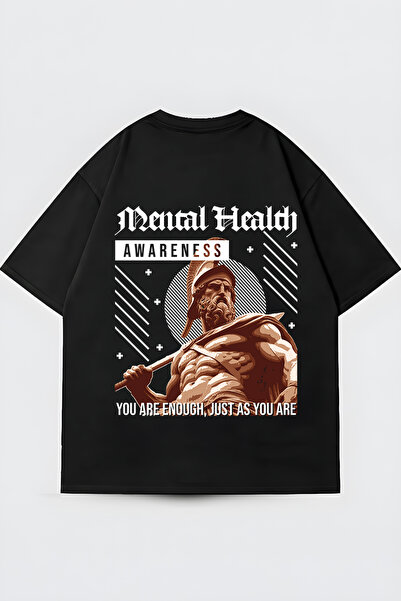 FUWEAR Μπλουζάκι Unisex Oversize Μαύρο από χτενισμένο βαμβάκι με στάμπα για τ...