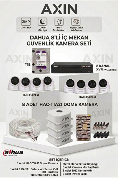 DAHUA 8 Kameralı Full Güvenlik Seti - Gece Görüşlü İç Mekan Dome Kamera Siste...