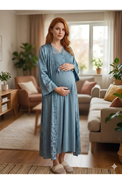 Freshness Bone 6202 Γυναικείο Σετ Νυχτικό Μακρύ Παντελόνι Εγκυμοσύνης από Ζακ...