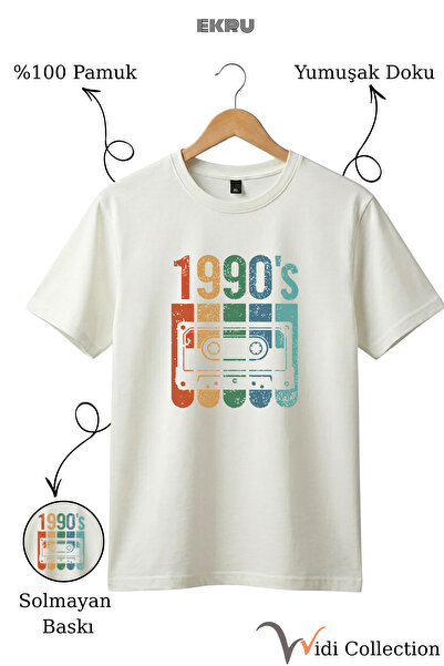 WİDİ Βίντατζ Ρετρό Μπλουζάκι με στάμπα της δεκαετίας του '90, 100% βαμβακερό,...