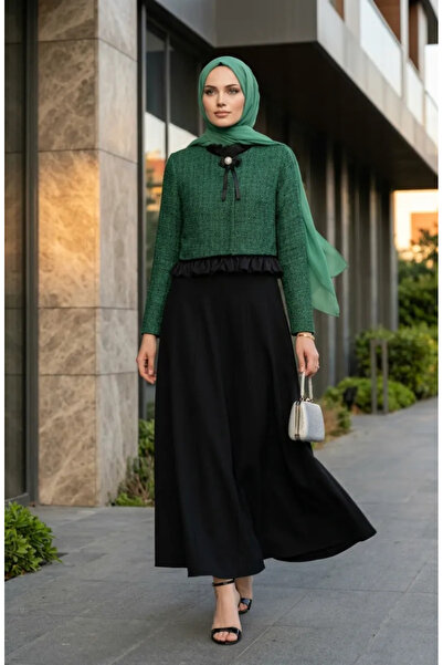 sefamerve Φόρεμα από ύφασμα Boucle με σακάκι, σετ δύο τεμαχίων 71339-01 Πράσινο