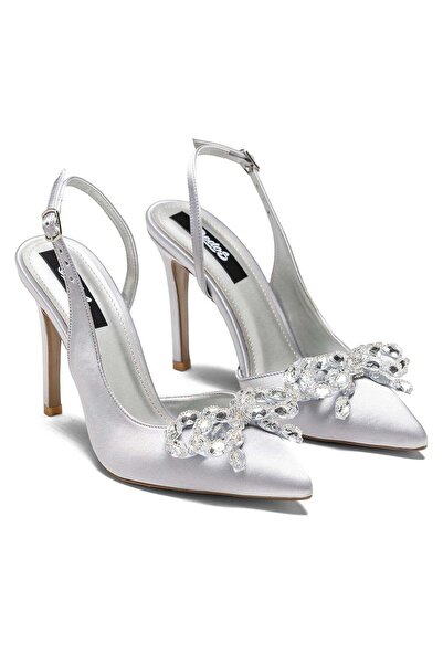 Dedos Γυναικεία ψηλοτάκουνα πέτρινα κεντημένα φιόγκο σατέν βραδινά παπούτσια 350